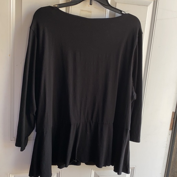 Vince Camuto Slimming Black Peplum Blouse Top 3X - Picture 4 of 5